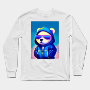 Cute Teddy Bear wearing hoodie and sunglasses Long Sleeve T-Shirt